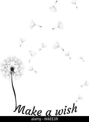 vector illustration of a dandelion make a wish. abstract flower. Stock Vector