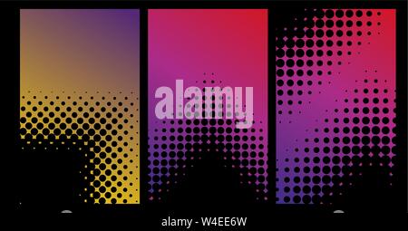 stylish set of halftone banners vector illustration. Stock Vector