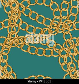 Multicolored beads on a green background. Beautiful chain of different colors. Pure beads are realistic. Decorative element from golden ball design.Ve Stock Vector