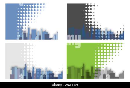 Vector image of a background of night city. Flat style. Silhouettes of buildings on a dark blue night background. Vector illustration of night city ba Stock Vector