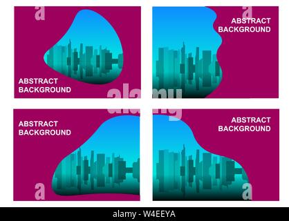 Vector image of a background of night city. Flat style. Silhouettes of buildings on a dark blue night background. Vector illustration of night city ba Stock Vector