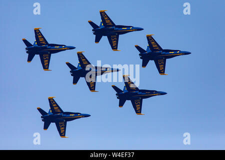 U.S. Navy Blue Angels (F/A-18 Hornets) - 2019 Fort Lauderdale Air Show, Fort Lauderdale, Florida, USA Stock Photo