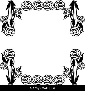 black and white rose border clipart