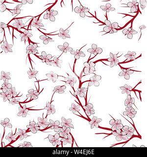 Seamless sakura branch vector illustration eps 10 Stock Vector