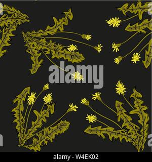 Vector seamless pattern. Flying of dandelion seeds Stock Vector