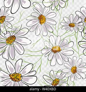 Floral flower background with daises chamomiles. Vector Stock Vector