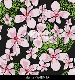 Seamless sakura branch vector illustration eps 10 Stock Vector