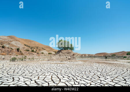 Global warming dried up a big lake Stock Photo
