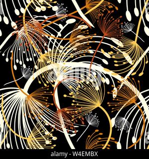 Dandelions fluff seamless pattern vector illustration eps 10 Stock Vector