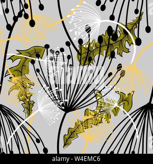 Dandelions fluff seamless pattern vector illustration eps 10 Stock Vector