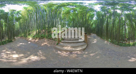 360 degree panoramic view of Damyang, South Korea - 24 July 2019 Juknokwon. 360 degrees spherical panorama of bamboo forest.
