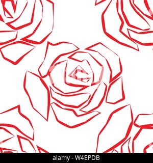 Seamless pattern with painted roses. Vector illustration Stock Vector