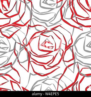 Seamless pattern with painted roses. Vector illustration Stock Vector