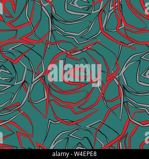 Seamless pattern with painted roses. Vector illustration Stock Vector