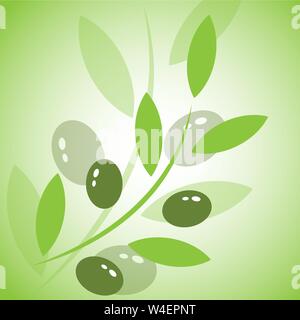 Beautiful illustration with branch of olives on white background Stock Vector