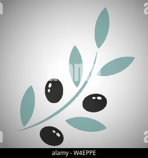 Beautiful illustration with branch of black olives on white background Stock Vector