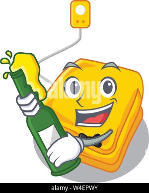 With beer electric blankets put in cartoon bed vector illustration Stock Vector