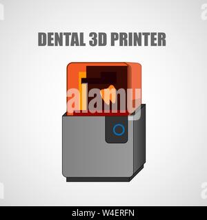 Dental 3d printer in modern style. Dentistry vector icon. Graphic element Stock Vector
