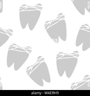 Vintage cartoon with teeth seamless. White teeth clean Stock Vector