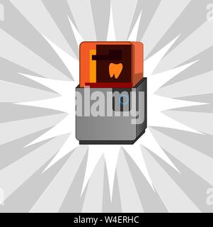 Dental 3d printer in modern style. Dentistry vector icon. Graphic element Stock Vector