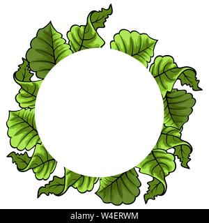 Abstract frame with leaves for print design. Vector floral background Stock Vector