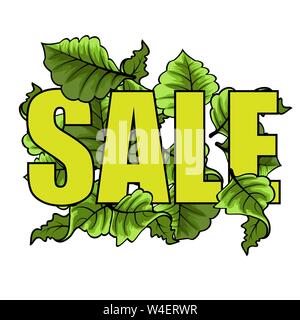 Beautiful pattern with green sale with leaves on white background Stock Vector