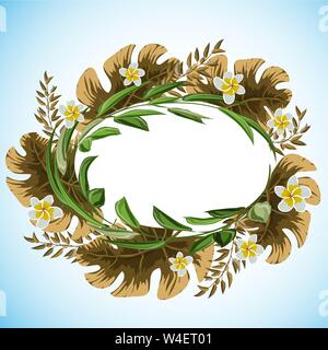 Abstract frame with leaves for print design. Vector floral background Stock Vector