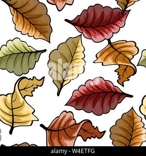Modern pattern with colorful autumn leaves seamless. Vector graphic seamless pattern Stock Vector