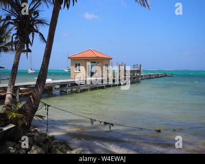 The beach on Ambergris Caye, Beliaze, tropical paradise island in the caribbean. Stock Photo