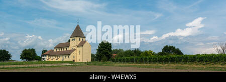 Reichenau-Oberzell, BW / Germany - 21 July 2019: panorama view of the church of St. Georg on Reichenau island on Lake Constance Stock Photo