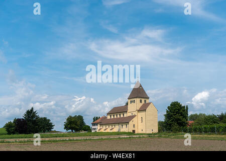 Reichenau-Oberzell, BW / Germany - 21 July 2019: the church of St. Georg on Reichenau island on Lake Constance Stock Photo