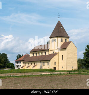 Reichenau-Oberzell, BW / Germany - 21 July 2019: the church of St. Georg on Reichenau island on Lake Constance Stock Photo