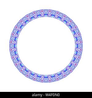 Geometrical abstract floral border - round circular vector design element on white background Stock Vector