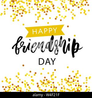 Happy Friendship Day Lettering Phrase Vector illustration Stock Vector