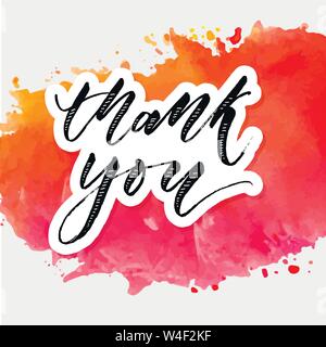 Thank you Watercolor Lettering Calligraphy Vector Illustration Stock ...