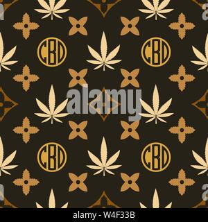 Marijuana seamless pattern. Vector illustration background. Cannabis leaf. Tile background. For web, packaging, wrapping, fashion, decor, surface, gra Stock Vector