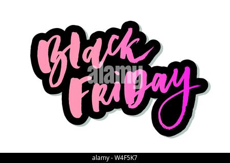 Black Friday Sale handmade lettering, calligraphy with film grain, noise, dotwork, grunge texture and light background for logo, banners, labels, badg Stock Vector