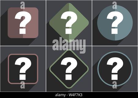 Question mark flat vector icons set Stock Vector