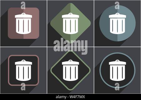 Recycle flat vector icons set Stock Vector