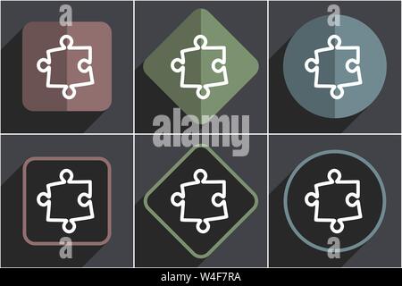 Puzzle flat vector icons set Stock Vector