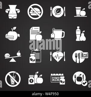 Diet related icons set on background for graphic and web design. Simple illustration. Internet concept symbol for website button or mobile app. Stock Vector