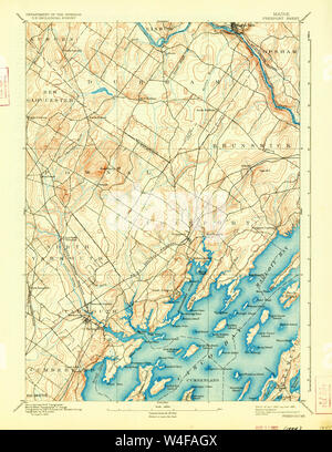 Maine USGS Historical Map Freeport 807495 1892 62500 Restoration Stock Photo