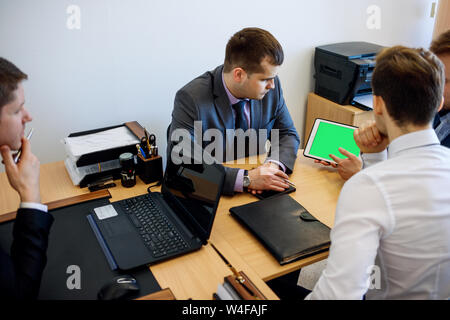 Young business people group have meeting in the office. Stock Photo