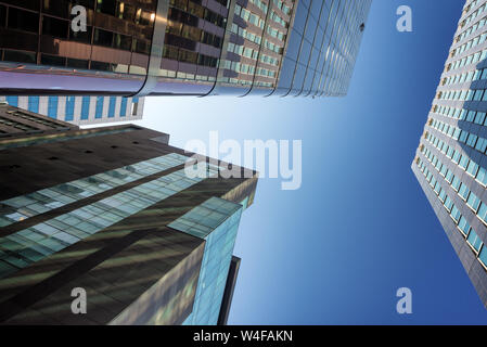 Low angle shot of high skycrapers in central seoul city, South Korea Stock Photo