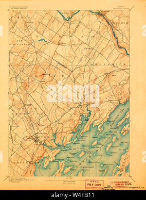 Maine USGS Historical Map Freeport 807499 1892 62500 Restoration Stock Photo