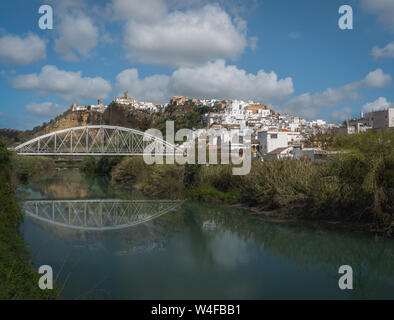 Arcos de la Frontera and Guadalete River -  Cadiz Province, Andalusia, Spain Stock Photo