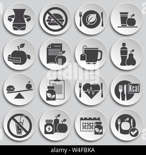 Diet related icons set on background for graphic and web design. Simple illustration. Internet concept symbol for website button or mobile app. Stock Vector