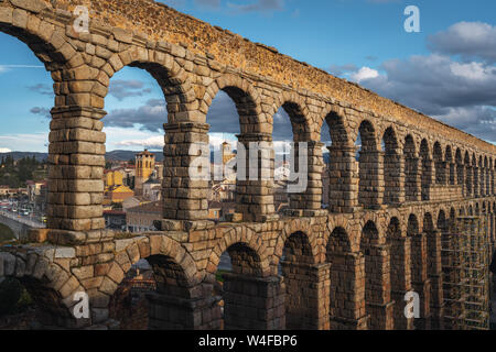 Roman Aqueduct of Segovia - Segovia, Castile and Leon, Spain Stock Photo