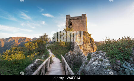 Zahara de la Sierra Castle Tower - Zahara de la Sierra, Cadiz Province, Andalusia, Spain Stock Photo