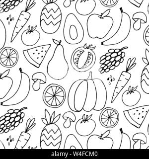 Fruit hand drawn vector pattern Stock Vector